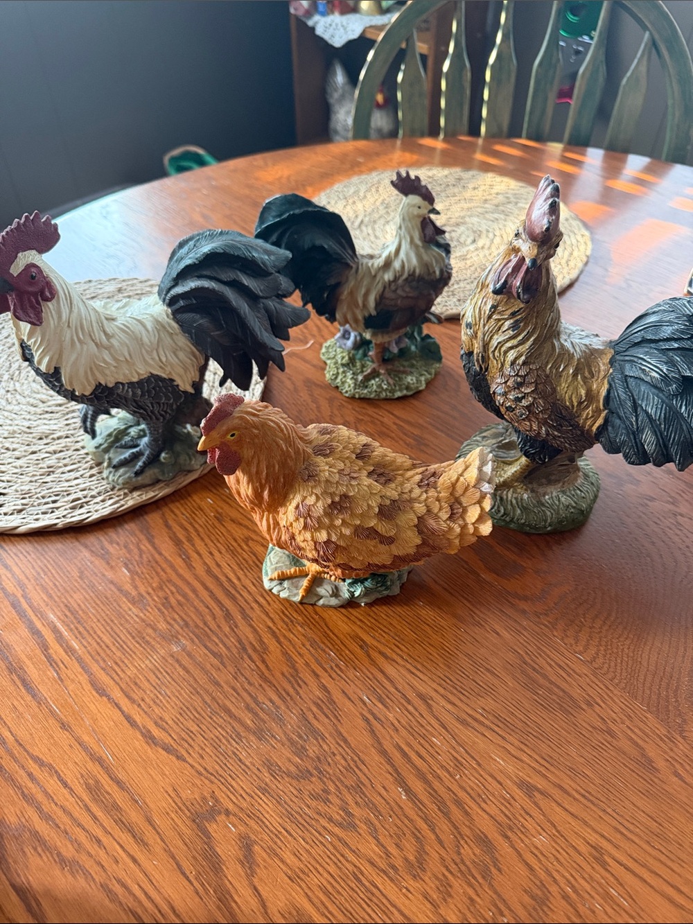 Vintage Set of 4 Decorative Rooster Figurines